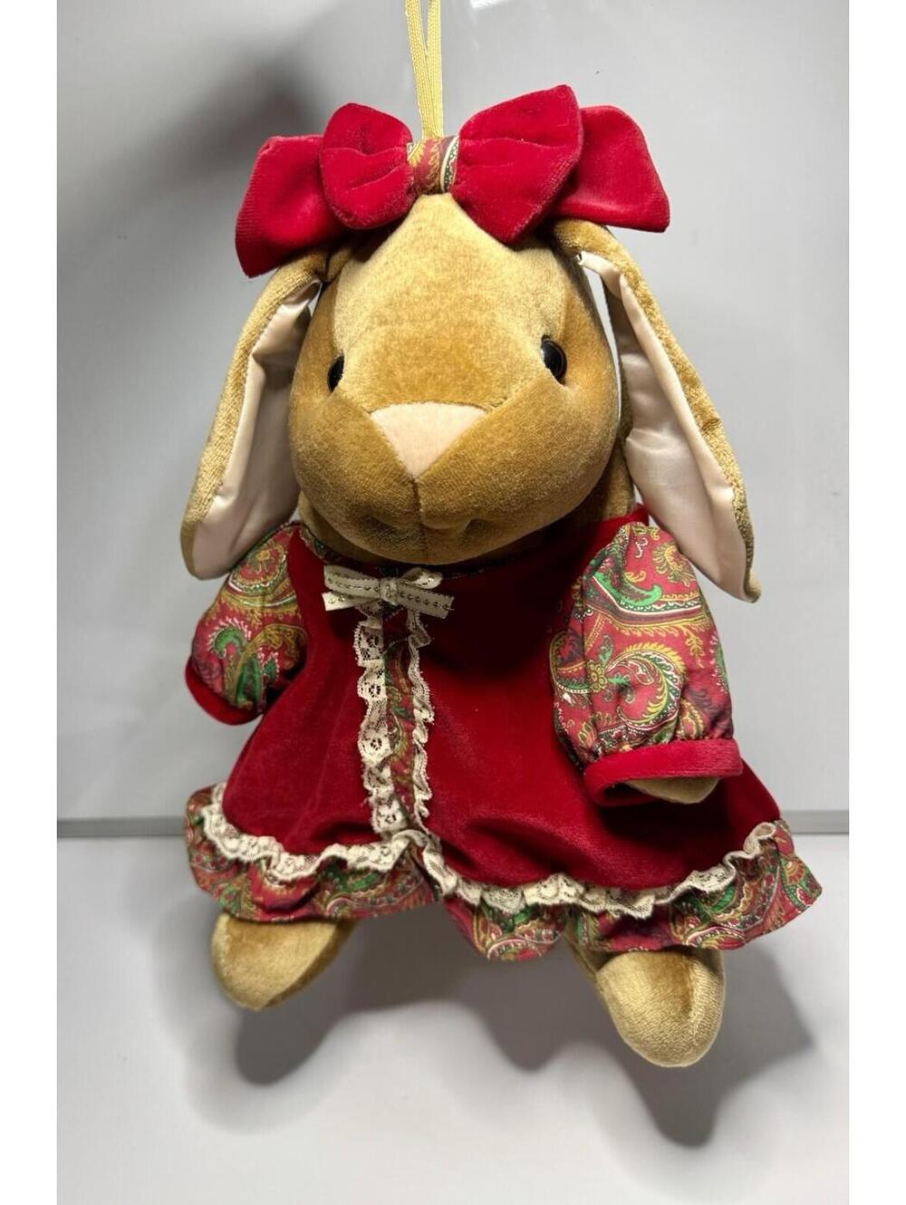 Vintage 1993 Toys R Us Rabbit Ears Christmas Bunny Plush Ornament Shelf Sitter